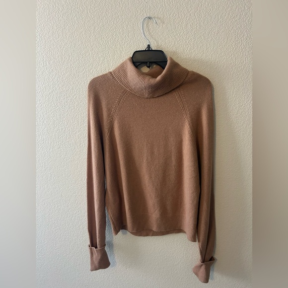 PAIGE Women's Cherise Sweater Turtle Neck Cropped Cutout Design in Toffee Sz XL - Picture 7 of 14